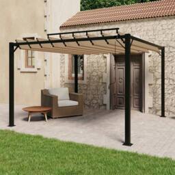 Berkfield Home Gazebo with Louvered Roof 3x3 m Taupe Fabric & Aluminium in Beige - thumbnail 2