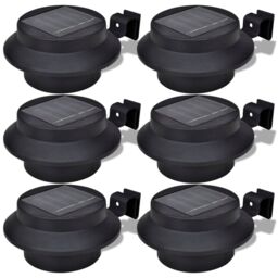 Berkfield Home Outdoor Solar Lamp Set 6 pcs Fence Light Gutter Light Black - thumbnail 2