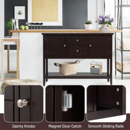 Costway Console Sofa Table Narrow Entryway Table W/ 2 Drawers & 2 Cabinets in Brown - thumbnail 3