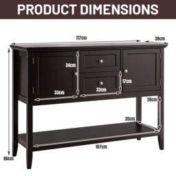 Costway Console Sofa Table Narrow Entryway Table W/ 2 Drawers & 2 Cabinets in Brown - thumbnail 2