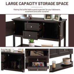 Costway Console Sofa Table Narrow Entryway Table W/ 2 Drawers & 2 Cabinets in Brown - thumbnail 4