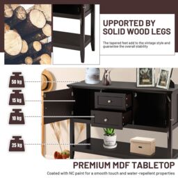 Costway Console Sofa Table Narrow Entryway Table W/ 2 Drawers & 2 Cabinets in Brown - thumbnail 5