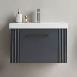 Balterley Wall Hung 1 Drawer Vanity Unit - Mid-Edge Basin 600mm, Satin Dark Grey - thumbnail 9