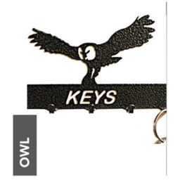 Poppyforge Owl Key Holder - Rack - Solid Steel - W15 x H9 cm - Black - thumbnail 2