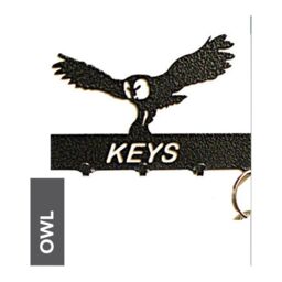 Poppyforge Owl Key Holder - Rack - Solid Steel - W15 x H9 cm - Black