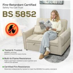 Wyld Haus Noel Cream 3 in 1 Two Seater Sofa Bed Adjustable Back & Cushions - thumbnail 9
