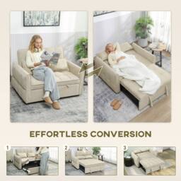 Wyld Haus Noel Cream 3 in 1 Two Seater Sofa Bed Adjustable Back & Cushions - thumbnail 4