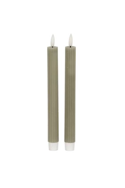 KDMD Luxe Collection Sage Ribbed LED Taper Candles in Green - image 1