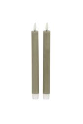 KDMD Luxe Collection Sage Ribbed LED Taper Candles in Green
