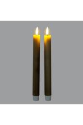 KDMD Luxe Collection Sage Ribbed LED Taper Candles in Green - thumbnail 2