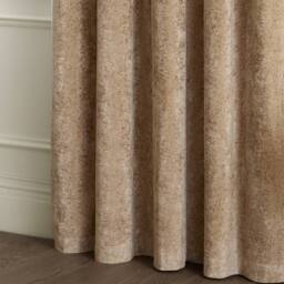 Paoletti Lustre Velvet Fully Lined Eyelet Curtain Pair in Beige - Size: 229 cm width x 229 cm drop - thumbnail 5