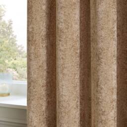 Paoletti Lustre Velvet Fully Lined Eyelet Curtain Pair in Beige - Size: 229 cm width x 229 cm drop - thumbnail 4