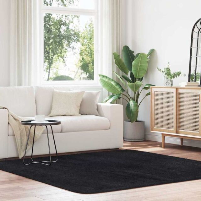 Berkfield Home Shaggy Rug High Pile NAVARRA Black 200x200 cm Polyester - Size: Medium - image 1