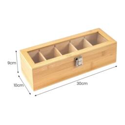 VOGREX Bamboo Multi-Compartment Tea & Spice Storage Box in Beige - thumbnail 2