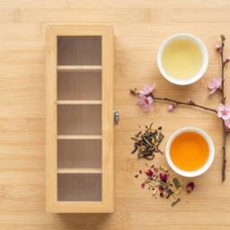VOGREX Bamboo Multi-Compartment Tea & Spice Storage Box in Beige - thumbnail 5