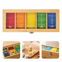 VOGREX Bamboo Multi-Compartment Tea & Spice Storage Box in Beige - thumbnail 3