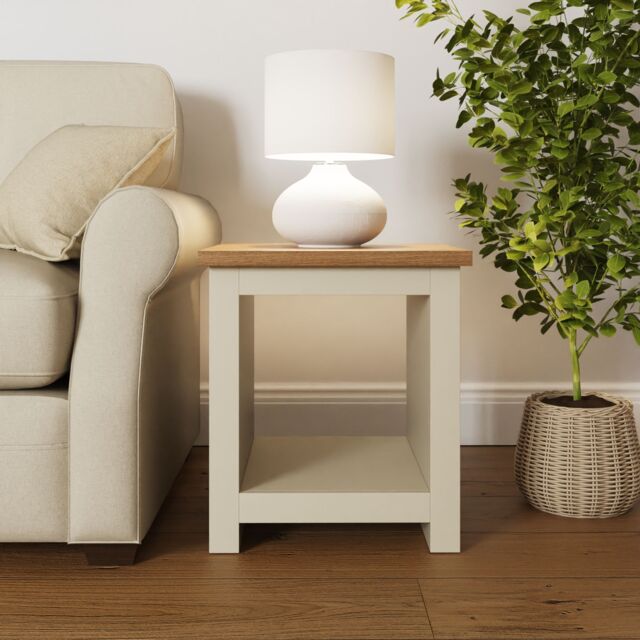 GFW Lancaster Side Table with Shelf in Cream - image 1