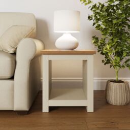 GFW Lancaster Side Table with Shelf in Cream