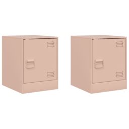 Berkfield Home Bedside Cabinets 2 pcs Pink 34.5x39x44 cm Steel - thumbnail 2