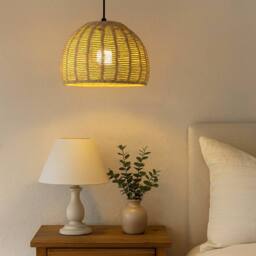 Voltico Handwoven Natural Rope Lampshade - 28cm Dome Design in Brown - thumbnail 1