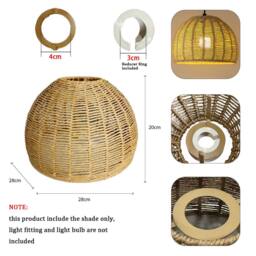 Voltico Handwoven Natural Rope Lampshade - 28cm Dome Design in Brown - thumbnail 2