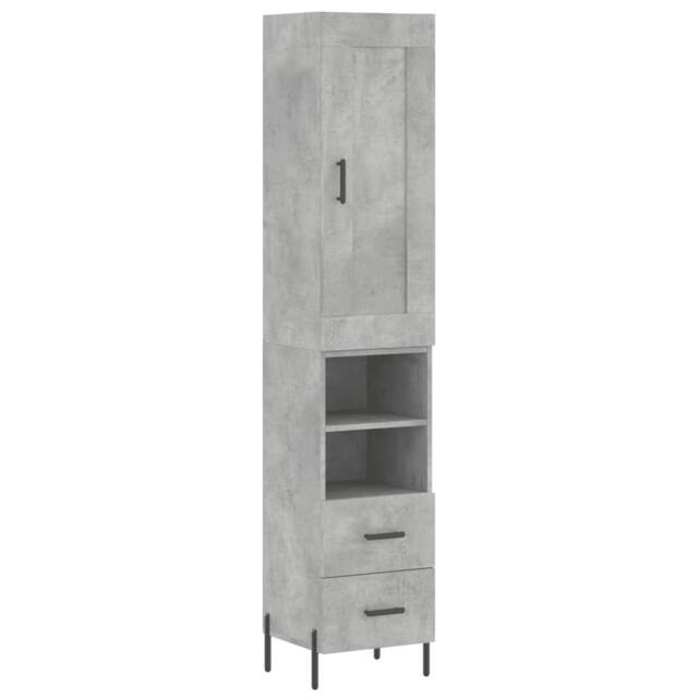 Berkfield Home Highboard Concrete Grey 34.5x34x180 cm Engineered Wood - image 1