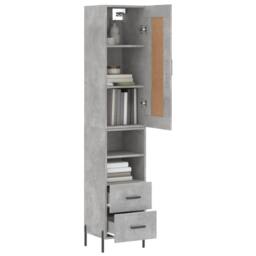 Berkfield Home Highboard Concrete Grey 34.5x34x180 cm Engineered Wood - thumbnail 3