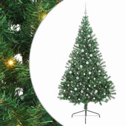Berkfield Home Artificial Pre-lit Christmas Tree Green 240 cm PVC - thumbnail 2