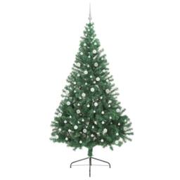 Berkfield Home Artificial Pre-lit Christmas Tree Green 240 cm PVC - thumbnail 4