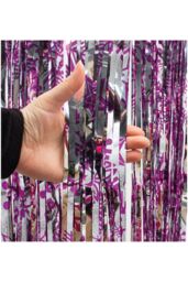 Netagon Shimmer Tinsel Curtain Christmas Snow Design 2M x 1M Pink - thumbnail 5