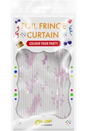 Netagon Shimmer Tinsel Curtain Christmas Snow Design 2M x 1M Pink - thumbnail 2