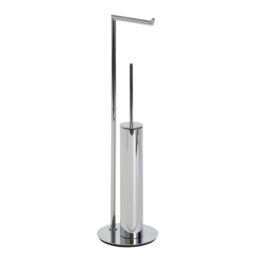 Showerdrape Belgravia Chrome Freestanding Toilet Roll Holder & Toilet Brush Combo in Silver - thumbnail 3