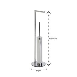 Showerdrape Belgravia Chrome Freestanding Toilet Roll Holder & Toilet Brush Combo in Silver - thumbnail 2