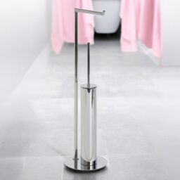 Showerdrape Belgravia Chrome Freestanding Toilet Roll Holder & Toilet Brush Combo in Silver