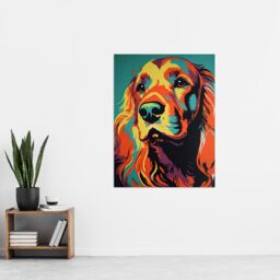 "Artery8 Red Setter Dog Modern Flamboyant Colourful Graphic Coral Orange & Teal Yellow Extra Large XL Wall Art Poster Print - Size: W24"" x H32""" - thumbnail 4