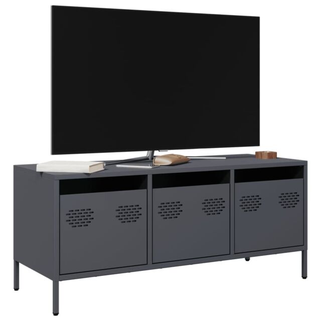 Berkfield Home TV Cabinet Anthracite 101.5x39x43.5 cm Cold-rolled Steel in Black - image 1