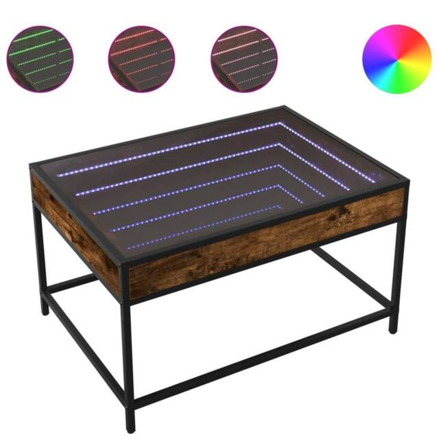 Berkfield Home Coffee Table with Infinity LED Smoked Oak 70x50x41 cm in Brown - Size: 70 x 50 x 41 cm - image 1