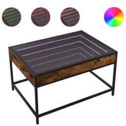 Berkfield Home Coffee Table with Infinity LED Smoked Oak 70x50x41 cm in Brown - Size: 70 x 50 x 41 cm - thumbnail 1