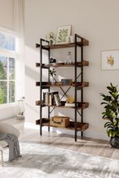 Industrial 5 Tier Bookcase Shelving Unit Display Shelf