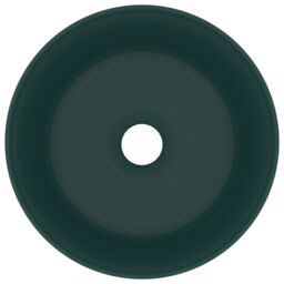 Berkfield Home Luxury Wash Basin Round Matt Dark Green 40x15 cm Ceramic - thumbnail 3