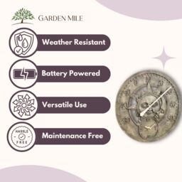 Marco Paul Bronze Sun & Moon 30cm Outside Clock & Thermometer for Garden - thumbnail 5