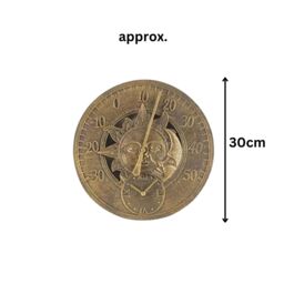 Marco Paul Bronze Sun & Moon 30cm Outside Clock & Thermometer for Garden - thumbnail 4
