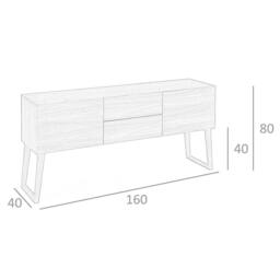 Angel Cerda Walnut Sideboard, 160x40x80 cm 2 Drawers & 2 Doors in Brown - Size: 160 x 40 x 80 cm - thumbnail 7