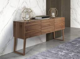 Angel Cerda Walnut Sideboard, 160x40x80 cm 2 Drawers & 2 Doors in Brown - Size: 160 x 40 x 80 cm - thumbnail 3