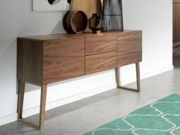 Angel Cerda Walnut Sideboard, 160x40x80 cm 2 Drawers & 2 Doors in Brown - Size: 160 x 40 x 80 cm - thumbnail 6