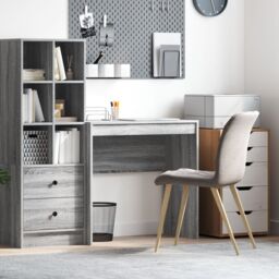 Berkfield Home Writing Desk Grey sonoma Engineered wood 80 x 40 x 76 cm Simple