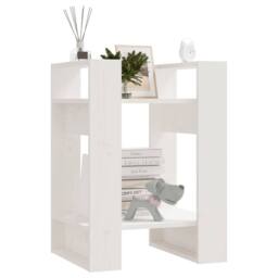 Berkfield Home Beautiful Book Cabinet/Room Divider White 41x35x57 cm Solid Wood Pine - Size: 41 x 35 x 57 cm - thumbnail 7