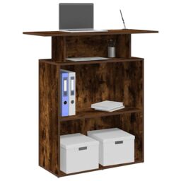 Berkfield Home Reception Desk Smoked Oak 100x40x104 cm Engineered Wood in Brown - Size: 100 x 40 x 104 cm - thumbnail 1