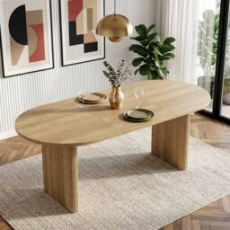 BTM 140-200cm Rounded Extendable Dining Table Oak in Light Oak - thumbnail 3