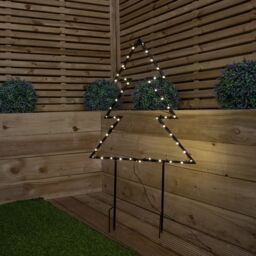 Samuel Alexander Light up Dewdrop Metal Christmas Tree with 90 LEDs & Garden Stakes in Black - thumbnail 4